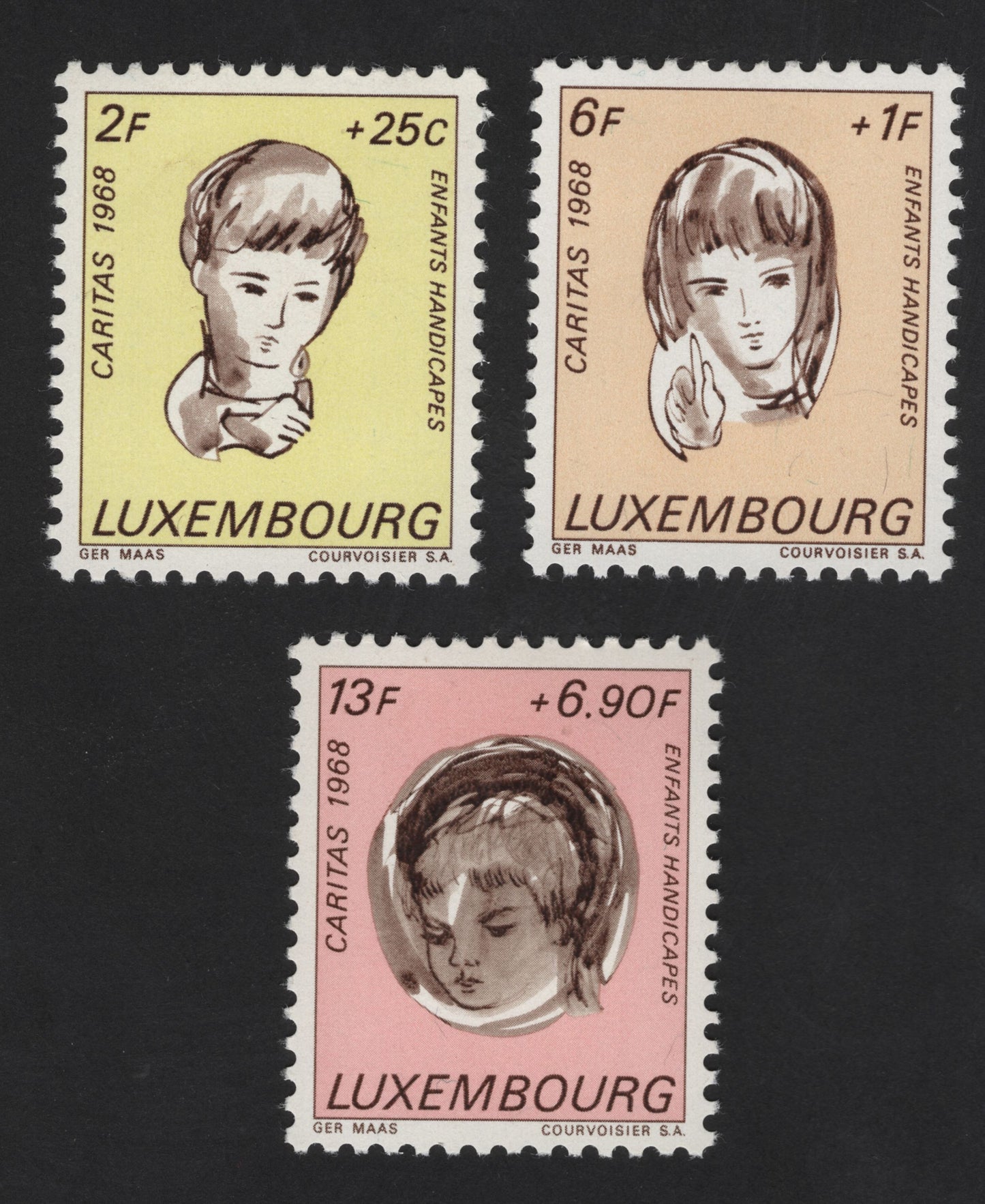 SCG13099 - Luxembourg 1968 Caritas – Children with Disabilities Charity Stamp Set