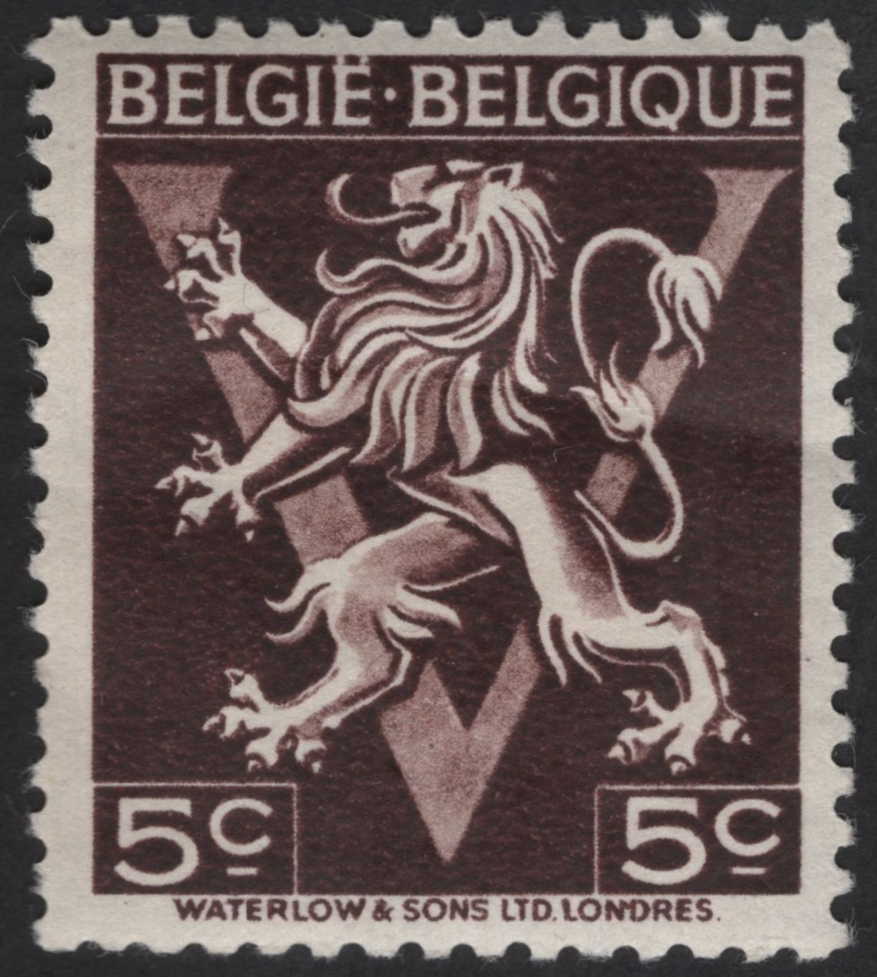 SCG13103 - Belgium 5c Heraldic Lion – Classic Definitive Issue