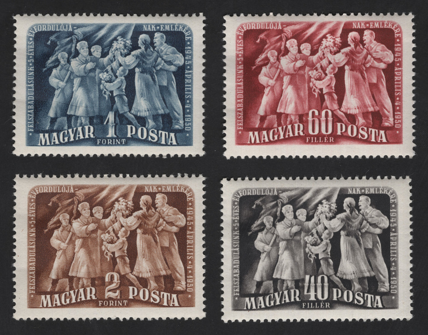 SCG13097 - Hungary 1950 – 5th Anniversary of Liberation Commemorative Stamp Set