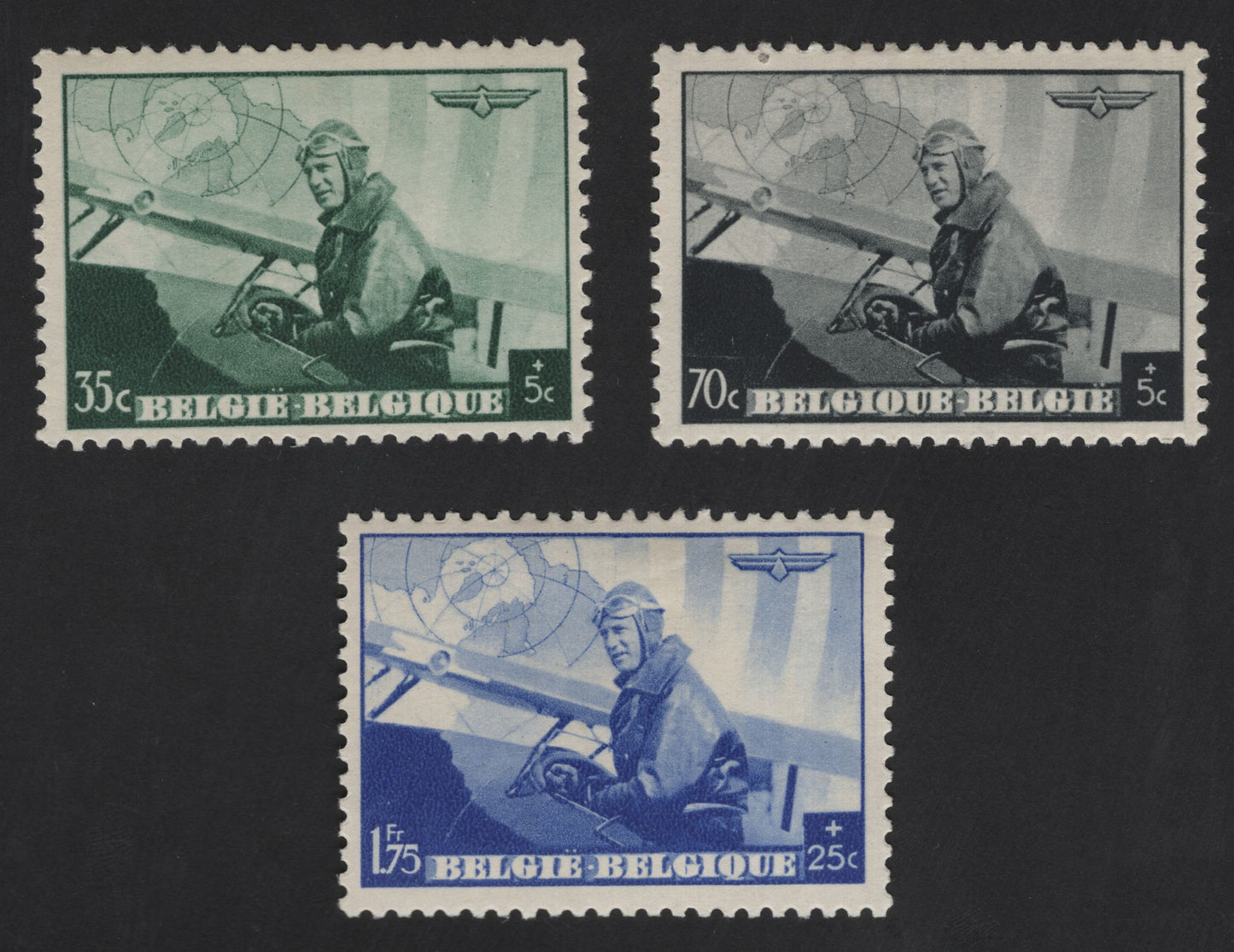 SCG13098 - Belgium 1936 Aviation Charity Semi-Postal Stamp Set