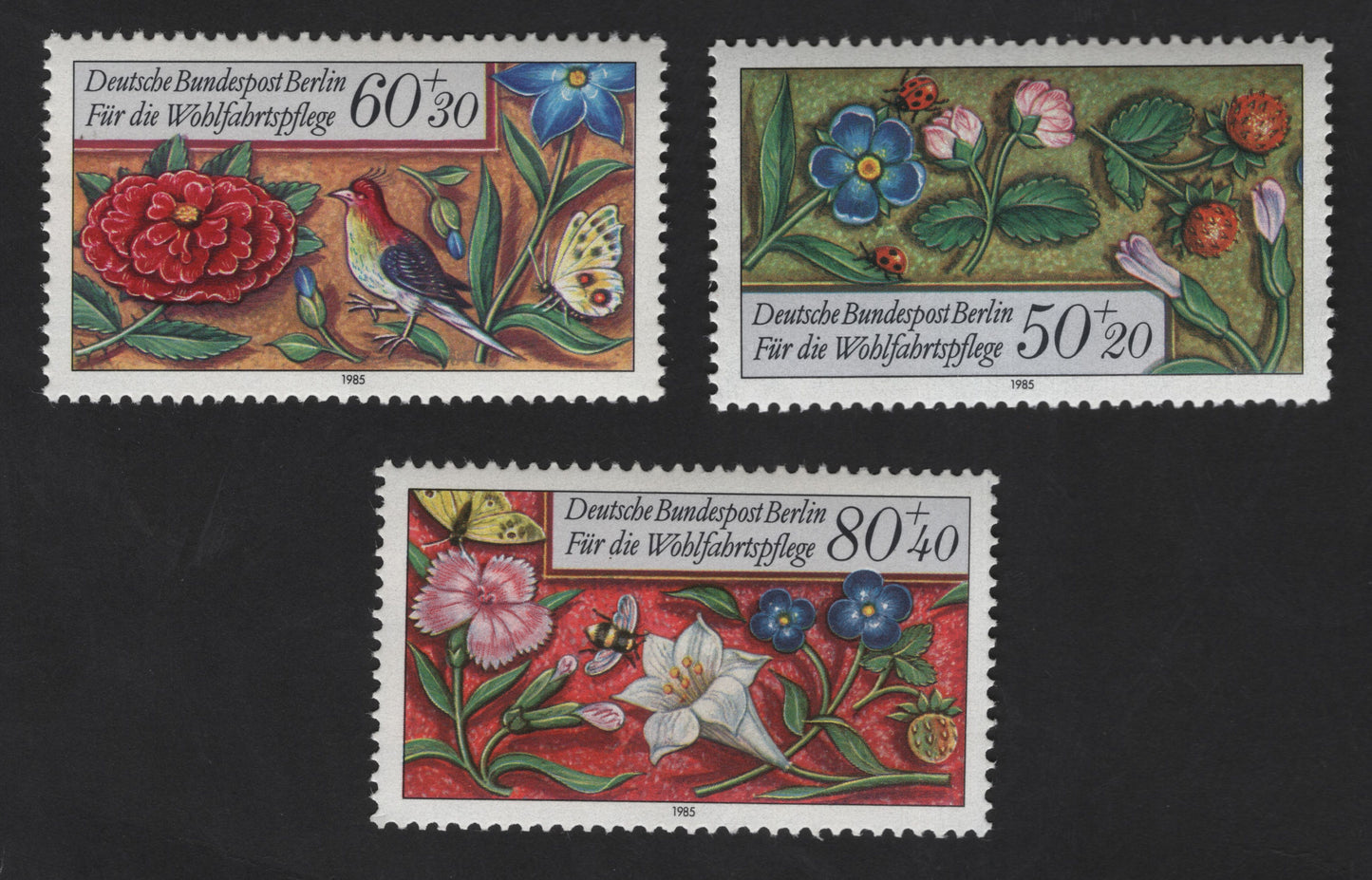 SCG13132 - Germany (Berlin) 1985 Welfare Charity Stamps – Flowers and Insects Series