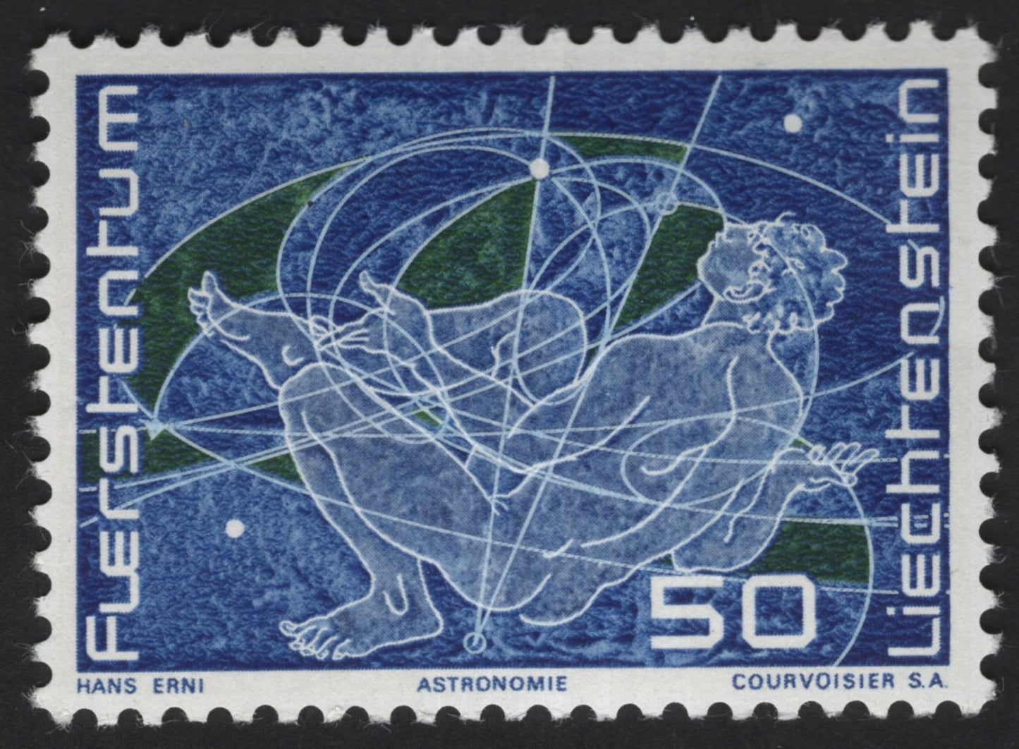 SCG13128 - Liechtenstein 1975 “Science and Art” Set – Hans Erni Illustrated Stamps (Physics, Astronomy, Biology & Art)