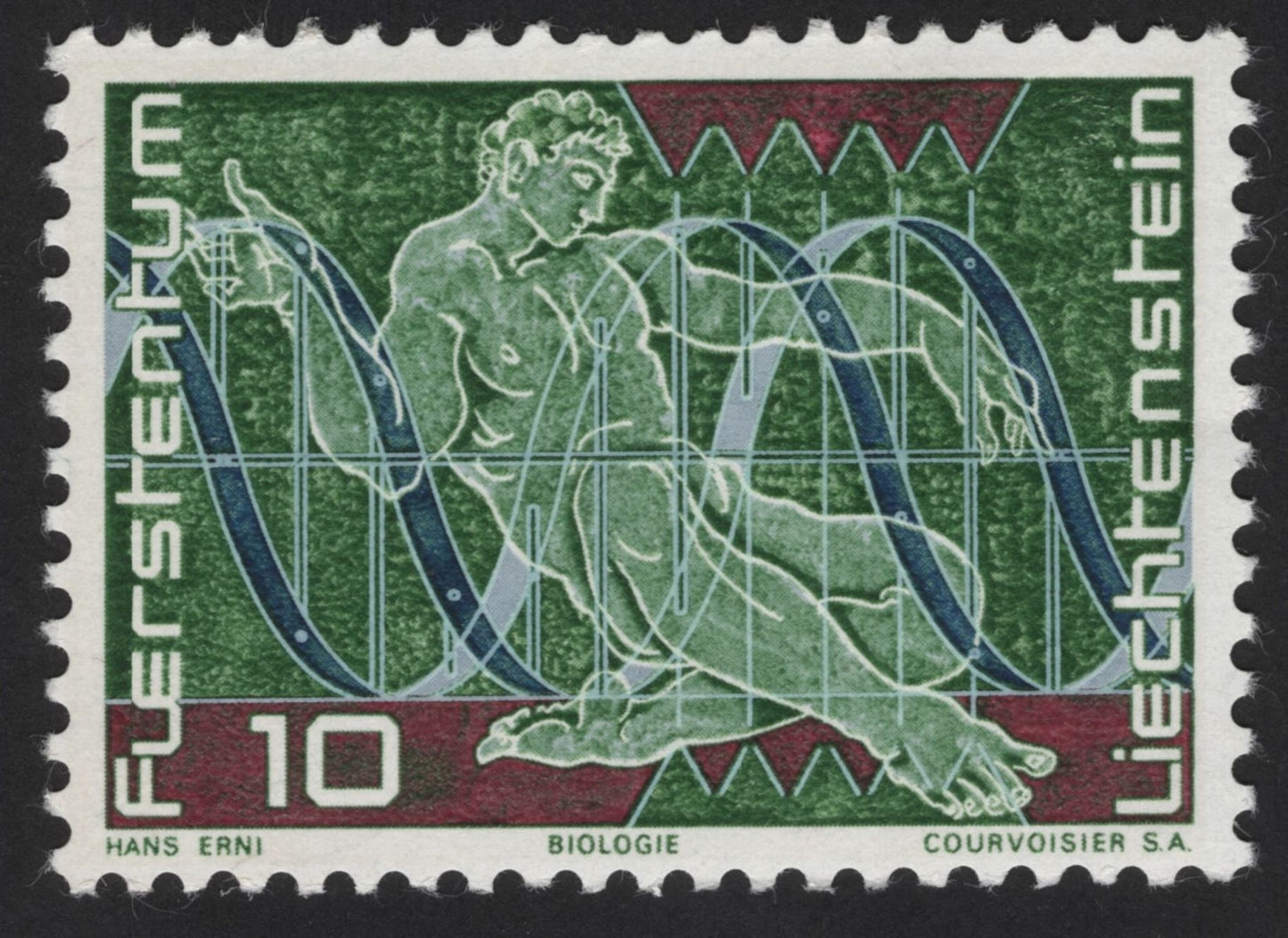 SCG13128 - Liechtenstein 1975 “Science and Art” Set – Hans Erni Illustrated Stamps (Physics, Astronomy, Biology & Art)