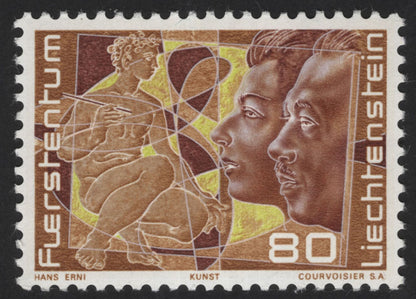 SCG13128 - Liechtenstein 1975 “Science and Art” Set – Hans Erni Illustrated Stamps (Physics, Astronomy, Biology & Art)