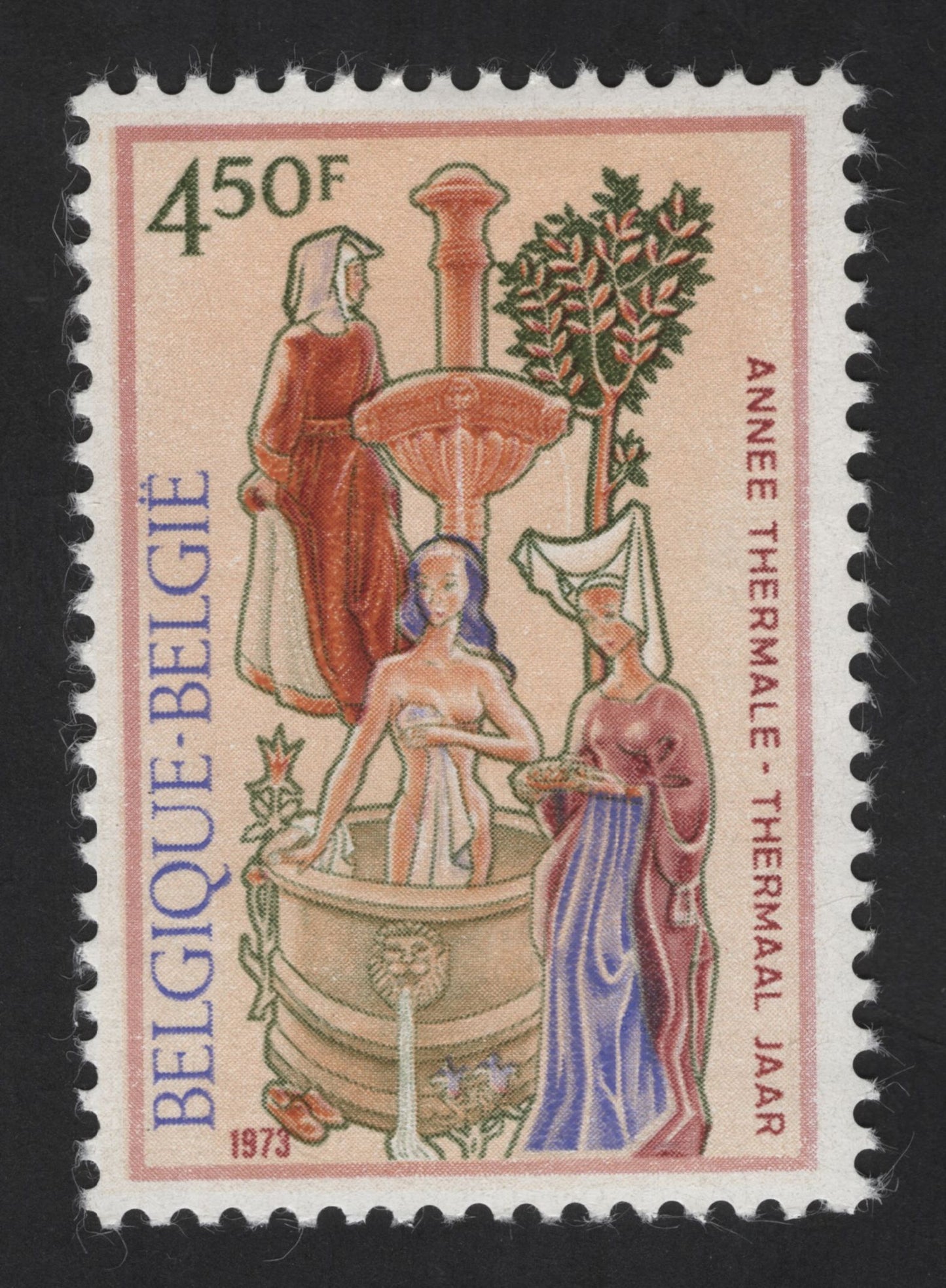 SCG13540 - Belgium 1973 – Thermal Year (Spa Thermal Baths) 4.50F Stamp