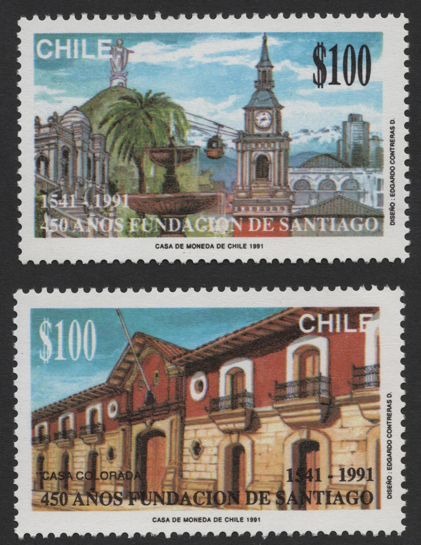 SCG496 - Chile 1991 – 450th Anniversary of Santiago’s Foundation Stamps