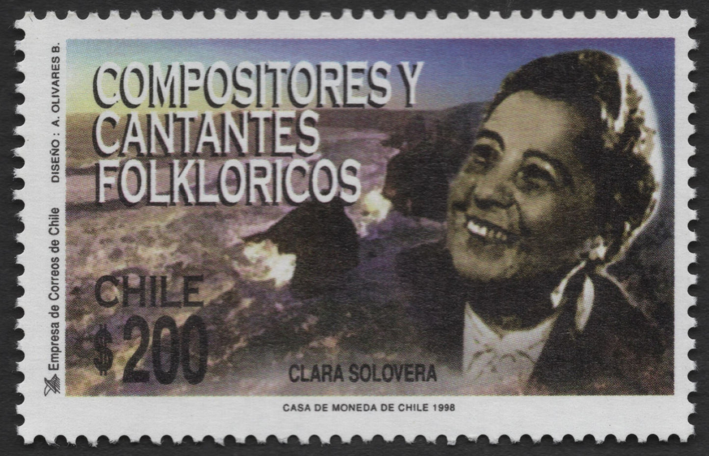 SCG492 - Chilean Stamps Honoring Folklore Composers Clara Solovera & Francisco Flores del Campo
