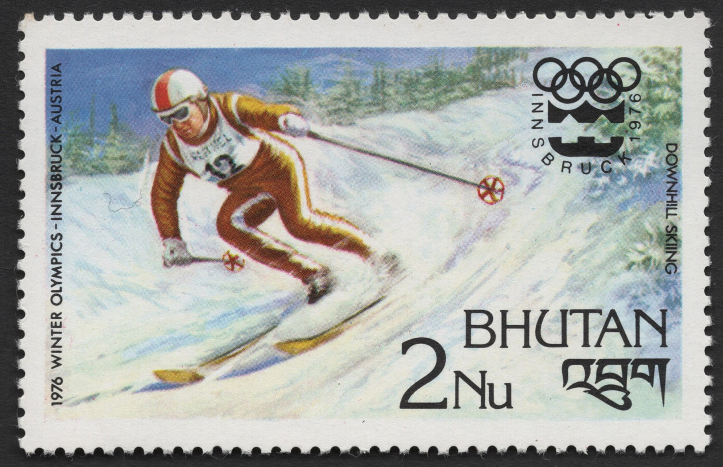 SCG493 - Bhutan 1976 Winter Olympics Skiing Stamp Set — Innsbruck