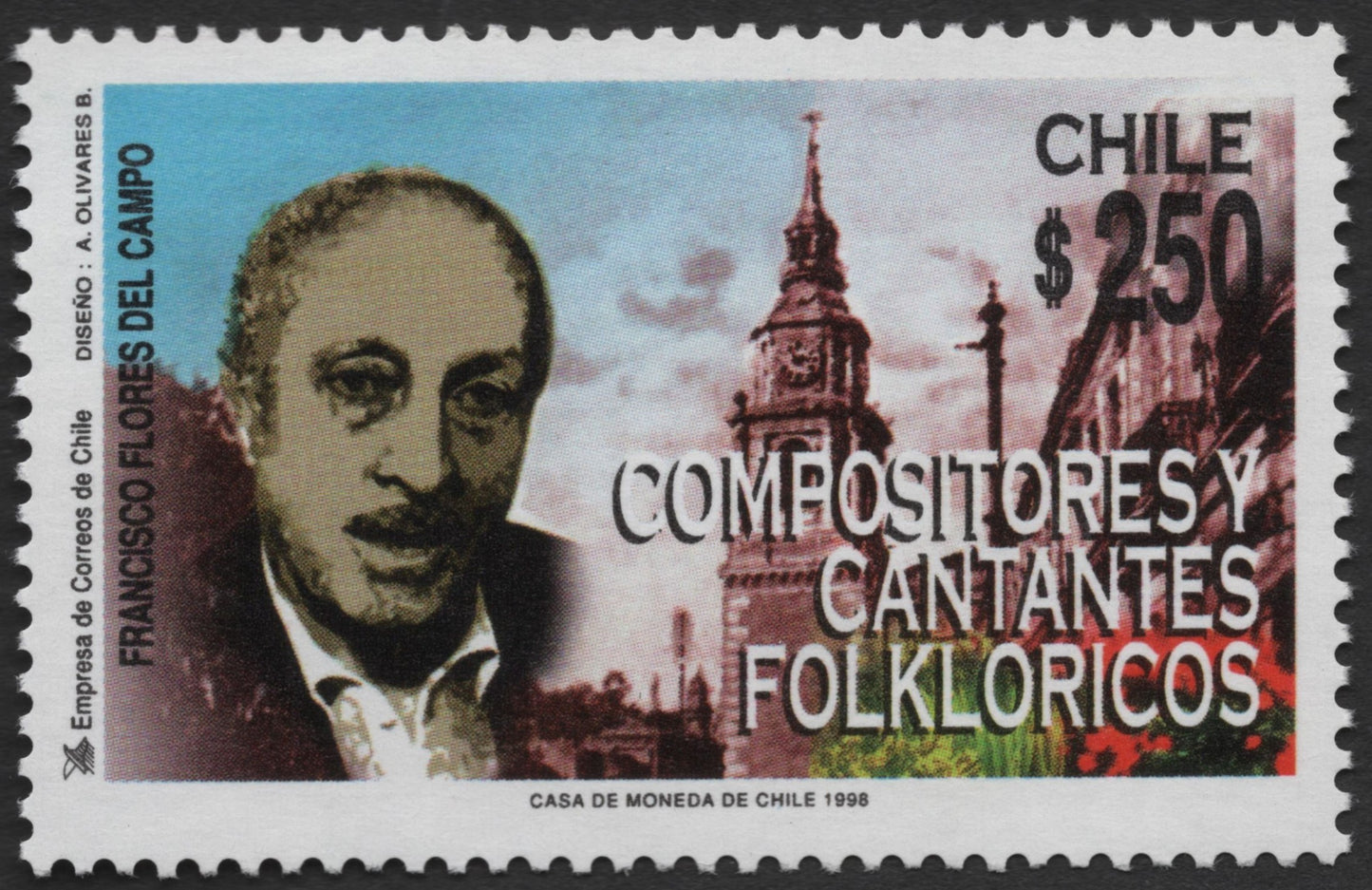 SCG492 - Chilean Stamps Honoring Folklore Composers Clara Solovera & Francisco Flores del Campo