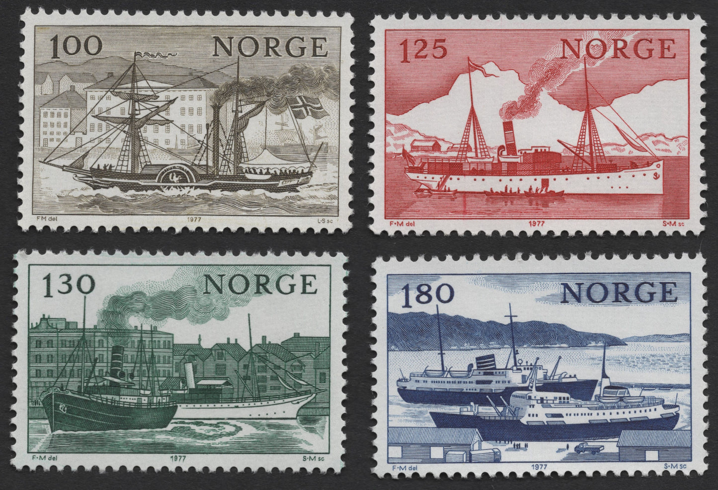 SCG515 - Norway 1977 Historic Ships Stamp Set – Steamships and Ferries