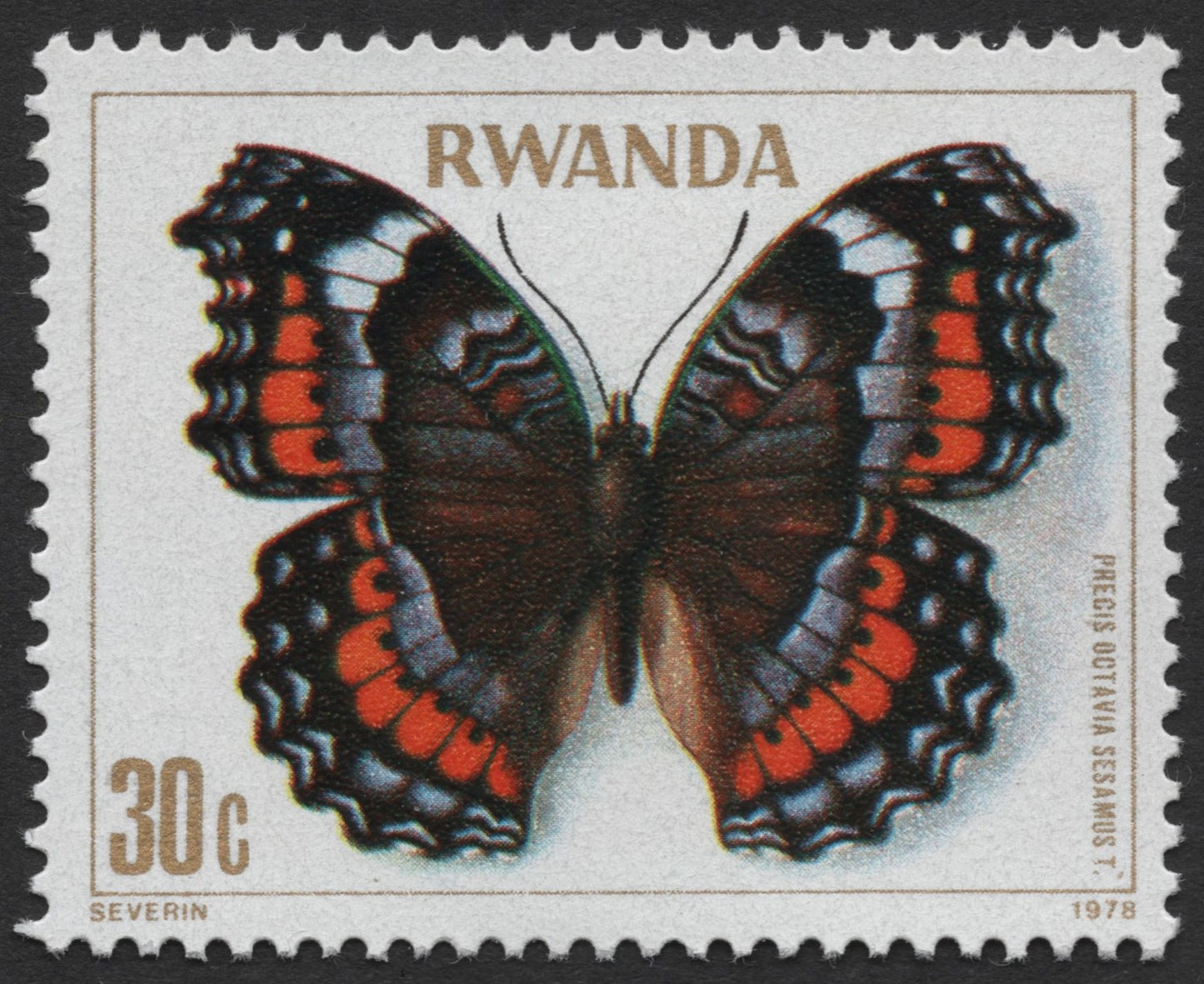 SCG513 - Rwanda 1978 30c Butterfly Stamp – Precis Octavia Sesamus