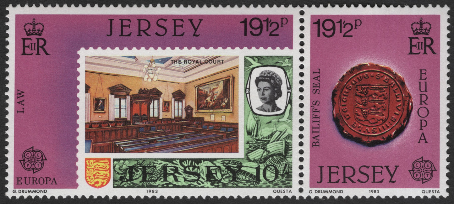 SCG11966 - Jersey 1983 Europa – Legal Heritage Se-tenant Pair (Royal Court & Bailiff’s Seal)