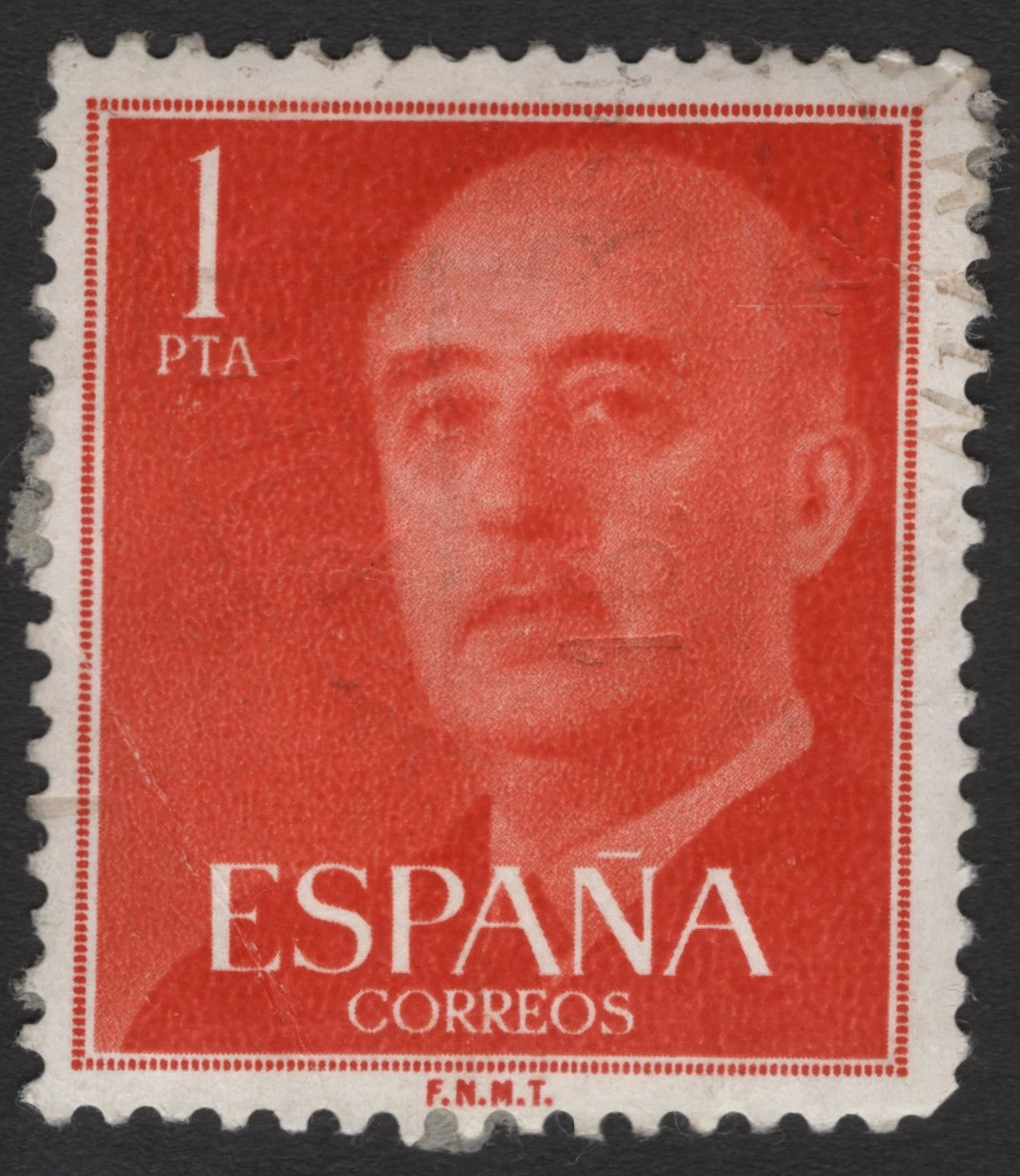 SCG11692 - Spain 1 Peseta General Franco Definitive – Red Portrait Issue