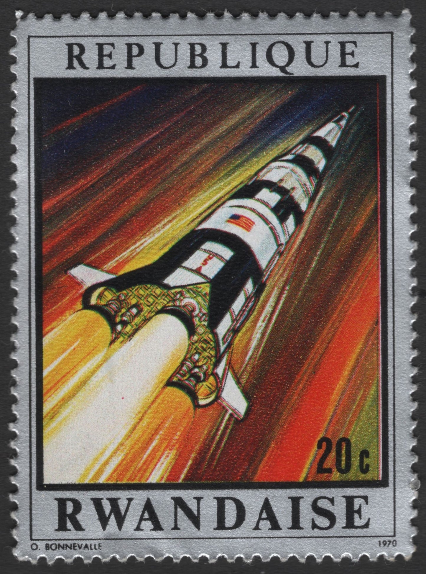 SCG11998 - Rwanda 1970 Space Rocket Commemorative Stamp – 20c