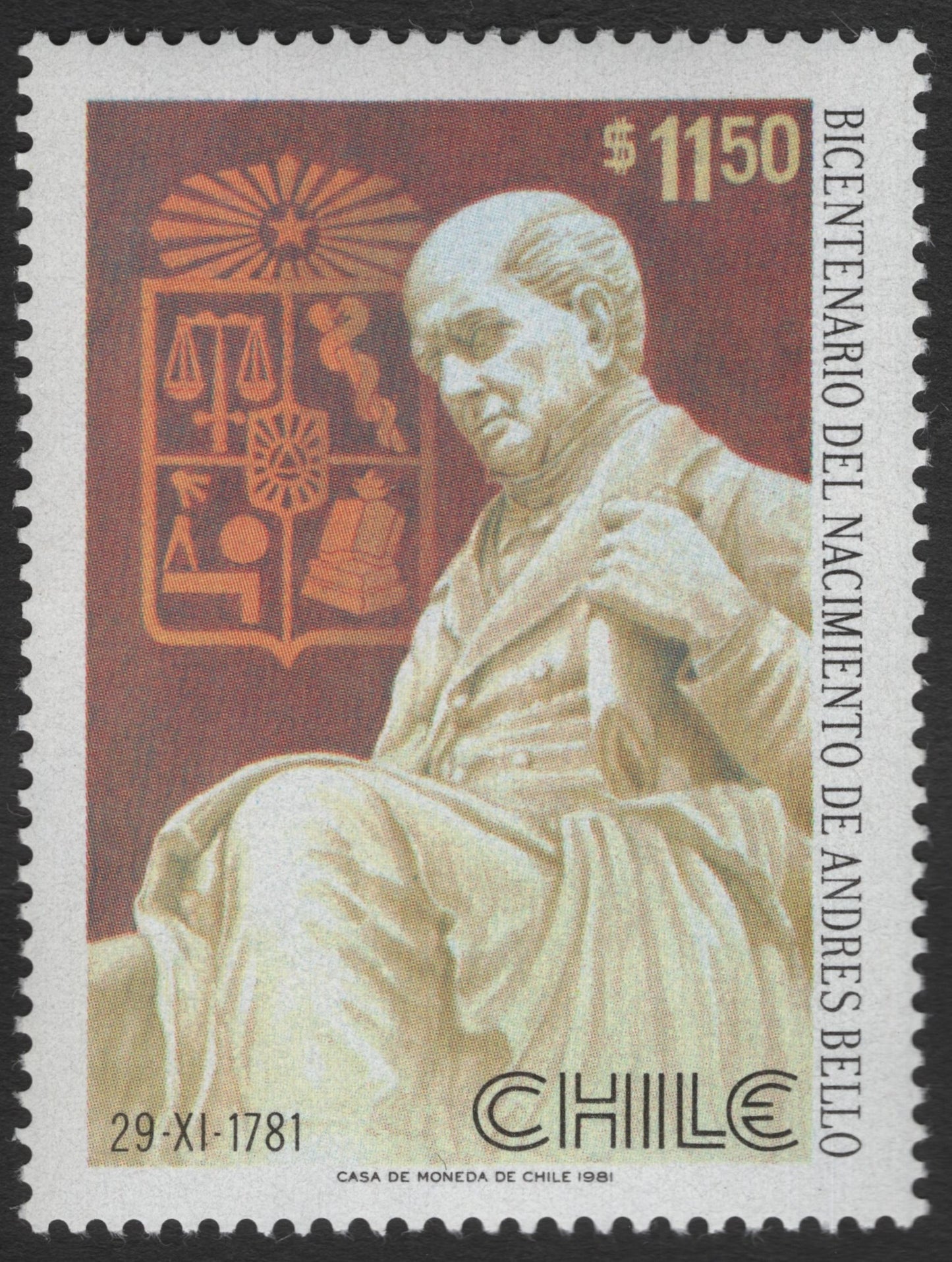 SCG11680 - Chile 1981 Andrés Bello Bicentenary Stamp – $1150
