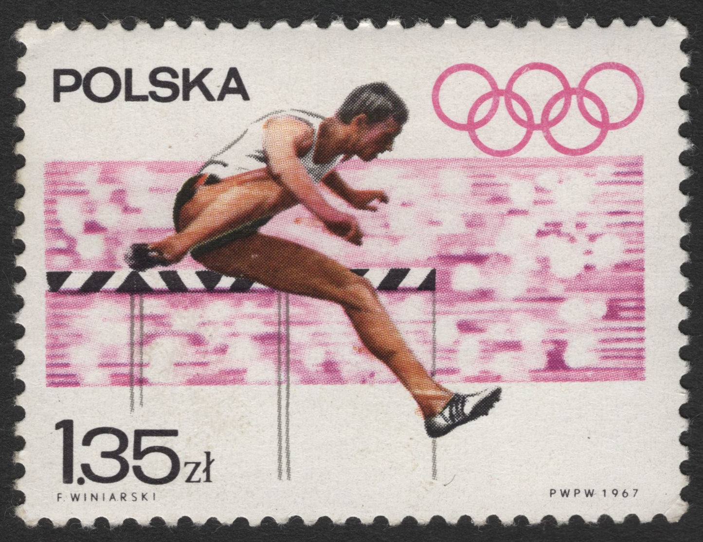 SCG11612 - Poland 1967 – Olympic Games Hurdles (1.35 zł) Stamp