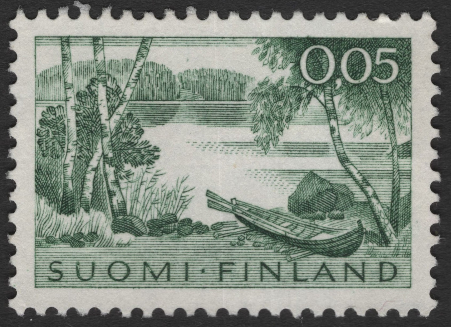 SCG11645 - Finland 0.05 Markka Lakeside Canoe Landscape Stamp