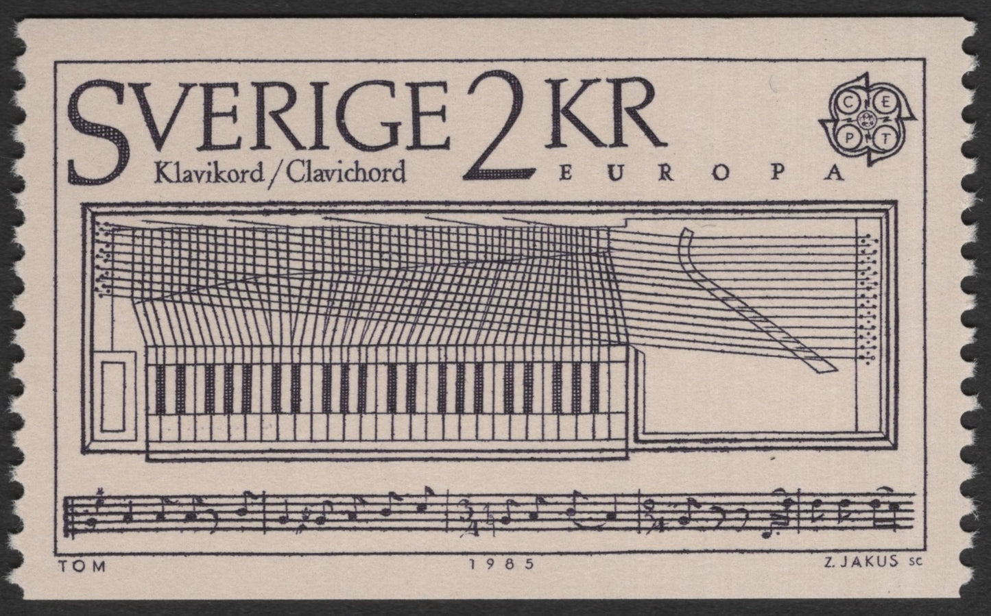 SCG11652 - Sweden 1985 – Europa CEPT Clavichord 2 Kr Stamp