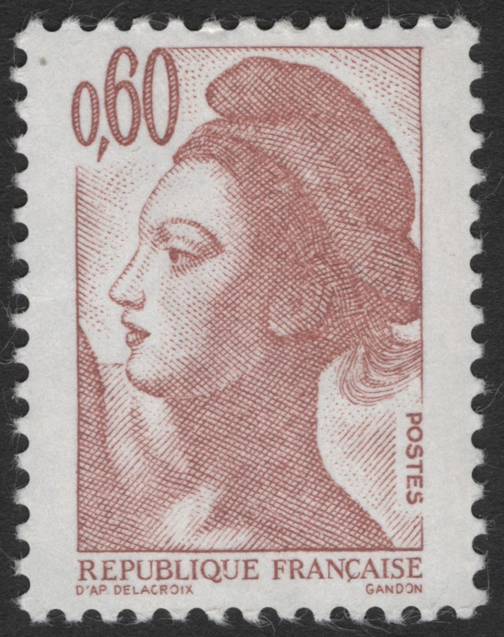 SCG11677 - France 0.60F Marianne (Delacroix Design) Definitive Stamp