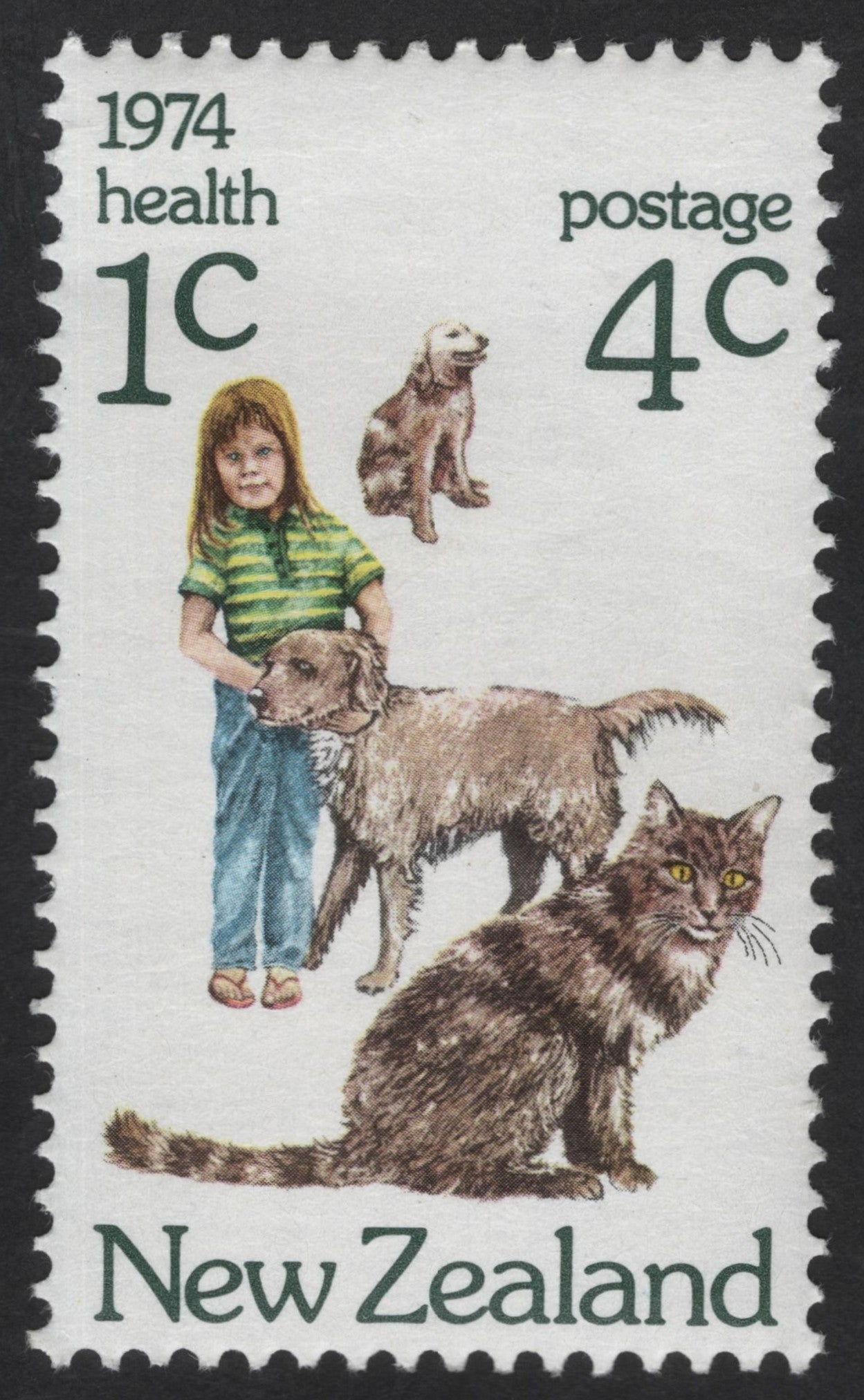 SCG12335 - 1974 Health Issue – Child with Dog and Cat