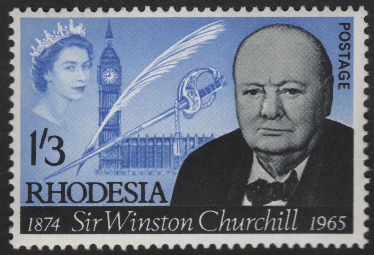 SCG13055 - Rhodesia 1965 – Sir Winston Churchill Commemorative 1/3 Stamp