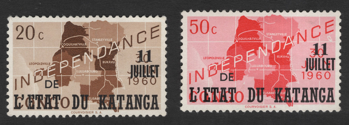 SCG11882 - Katanga (State of Katanga) 1960 Independence Map Stamps – Set Analysis