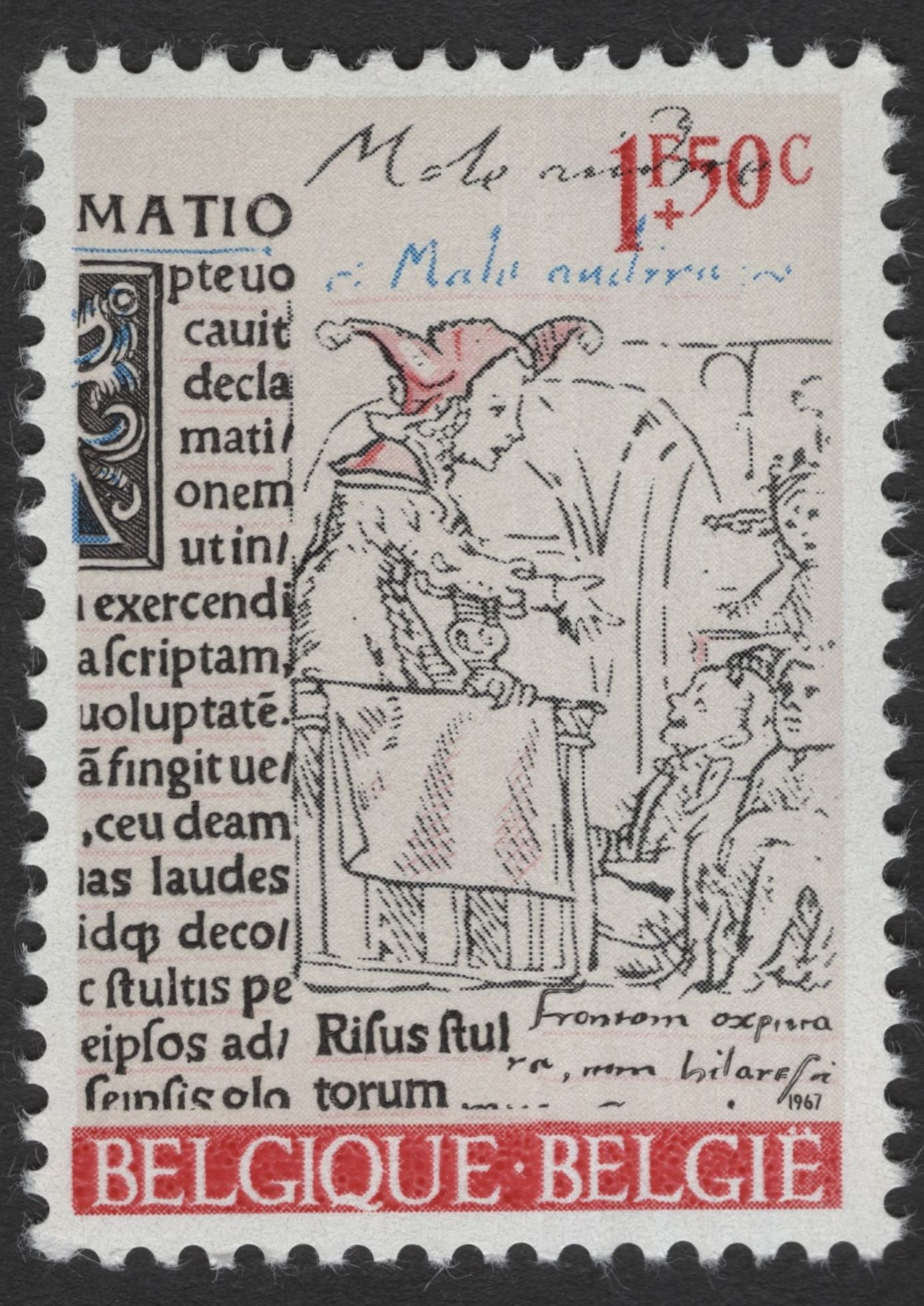 SCG11876 - Belgium 1967 Medieval Manuscript Marginalia Charity Stamp Pair