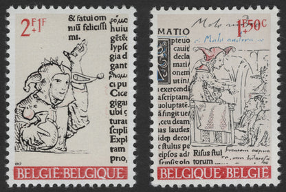 SCG11876 - Belgium 1967 Medieval Manuscript Marginalia Charity Stamp Pair