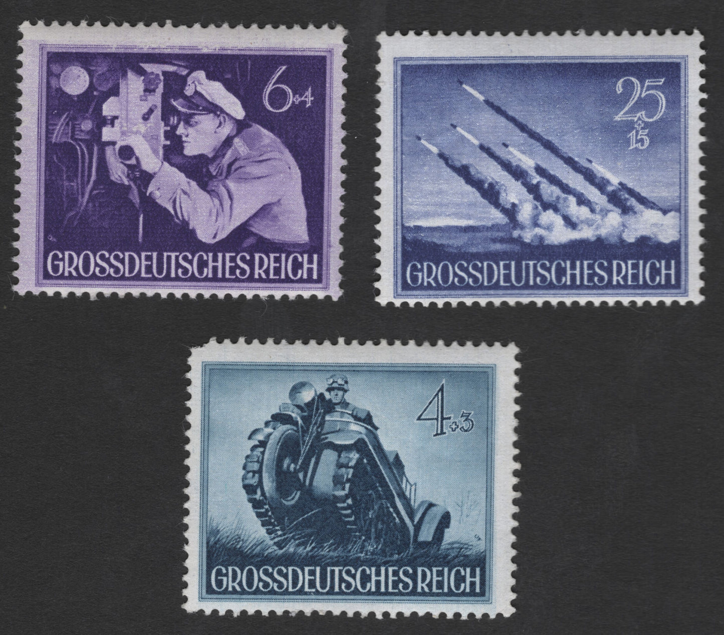 SCG11877 - Germany (Grossdeutsches Reich) 1944 Military Wartime Propaganda Stamp Set (3 Values)