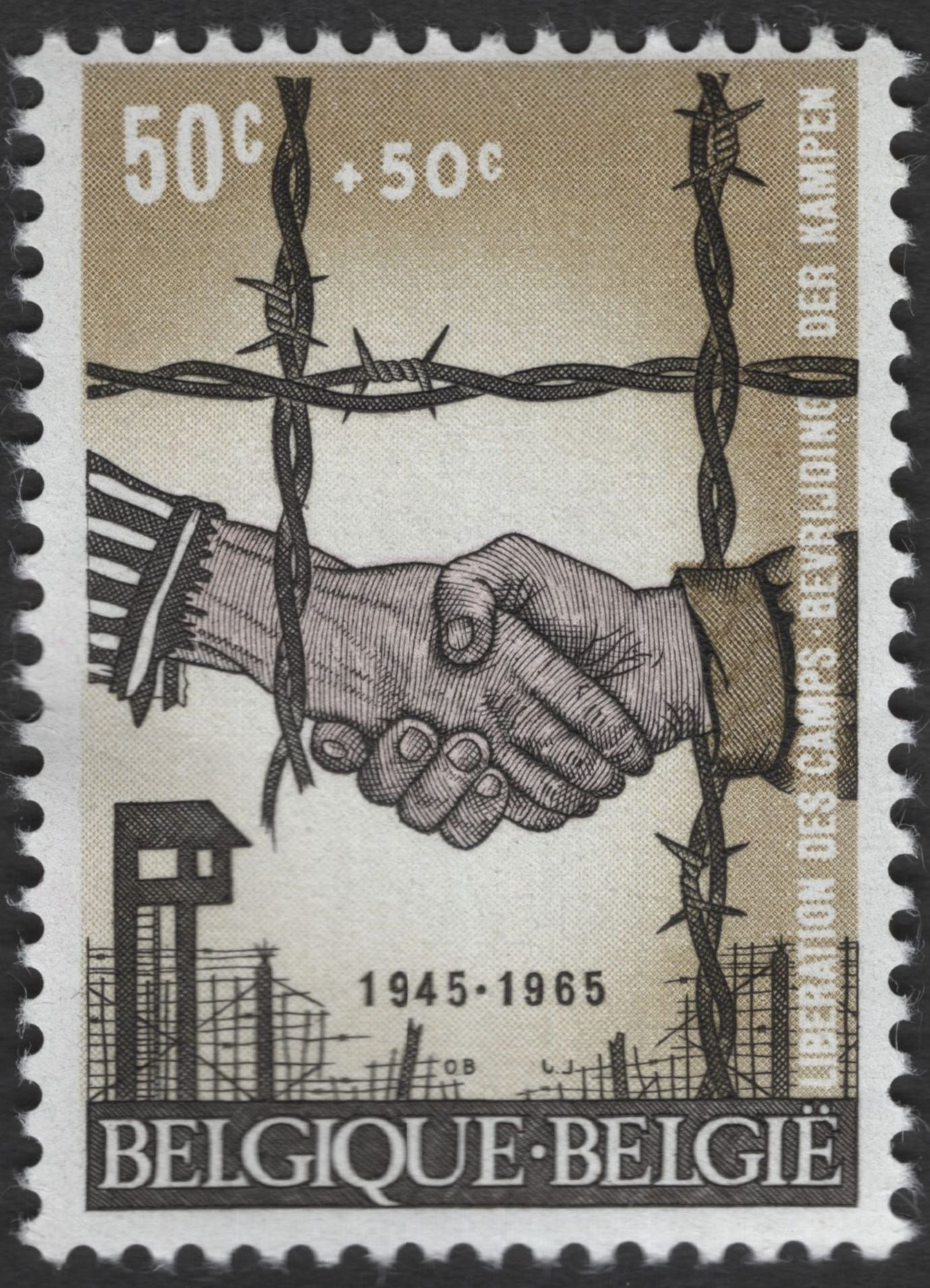 SCG11879 - Belgium 1965 Liberation of Concentration Camps – 20th Anniversary Charity Stamp Pair