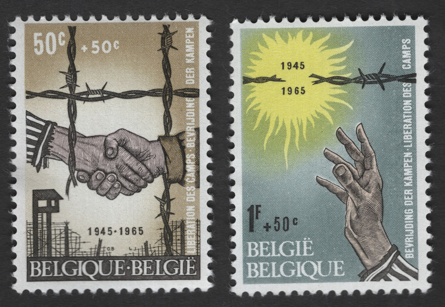 SCG11879 - Belgium 1965 Liberation of Concentration Camps – 20th Anniversary Charity Stamp Pair