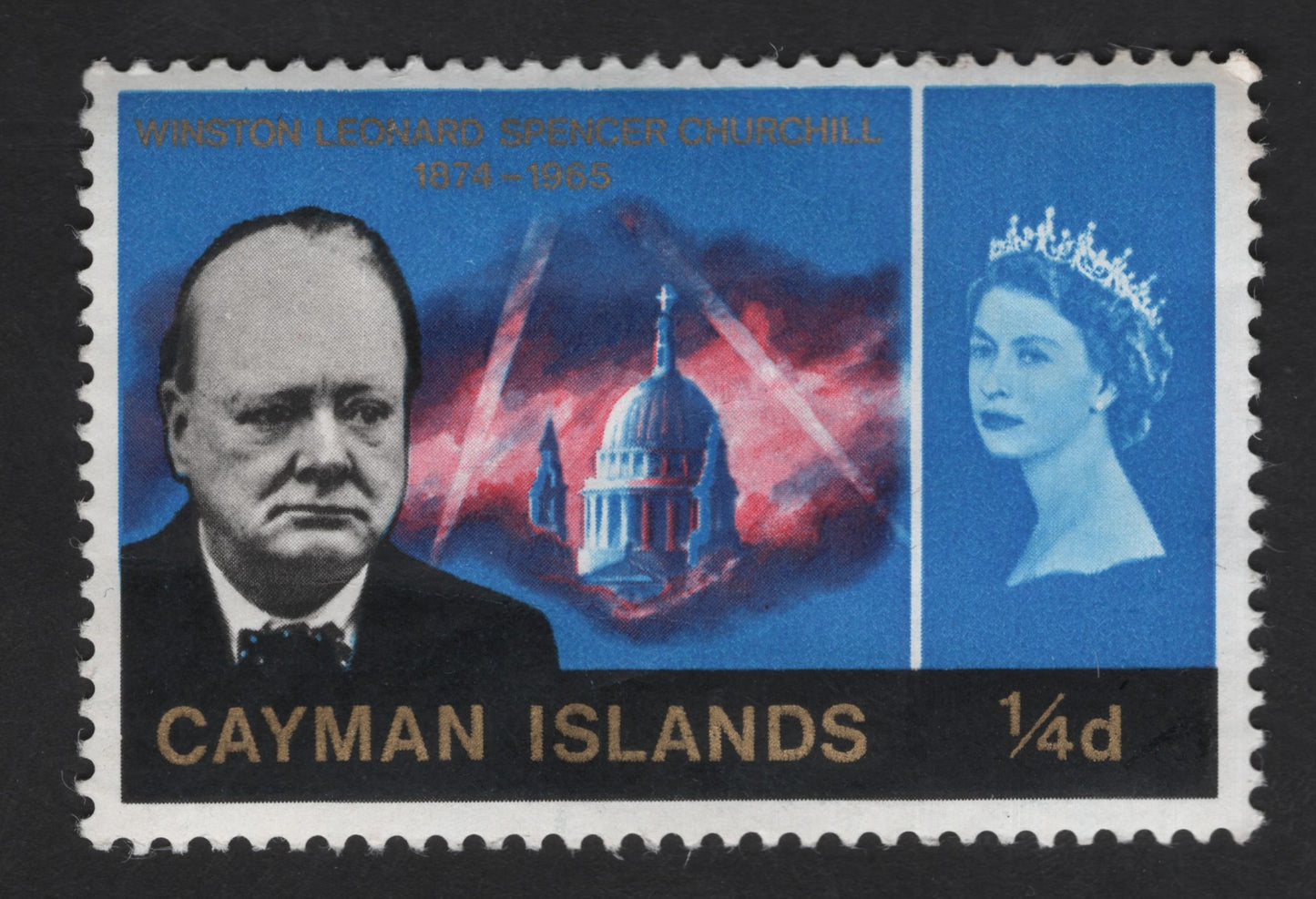 SCG13152 - Cayman Islands ¼d Sir Winston Churchill Memorial Stamp (1966)
