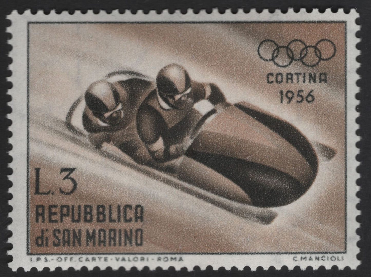 SCG13261 - San Marino 1956 Cortina Winter Olympics Sports Stamp Set