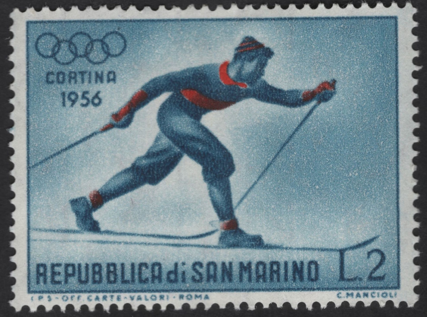 SCG13261 - San Marino 1956 Cortina Winter Olympics Sports Stamp Set