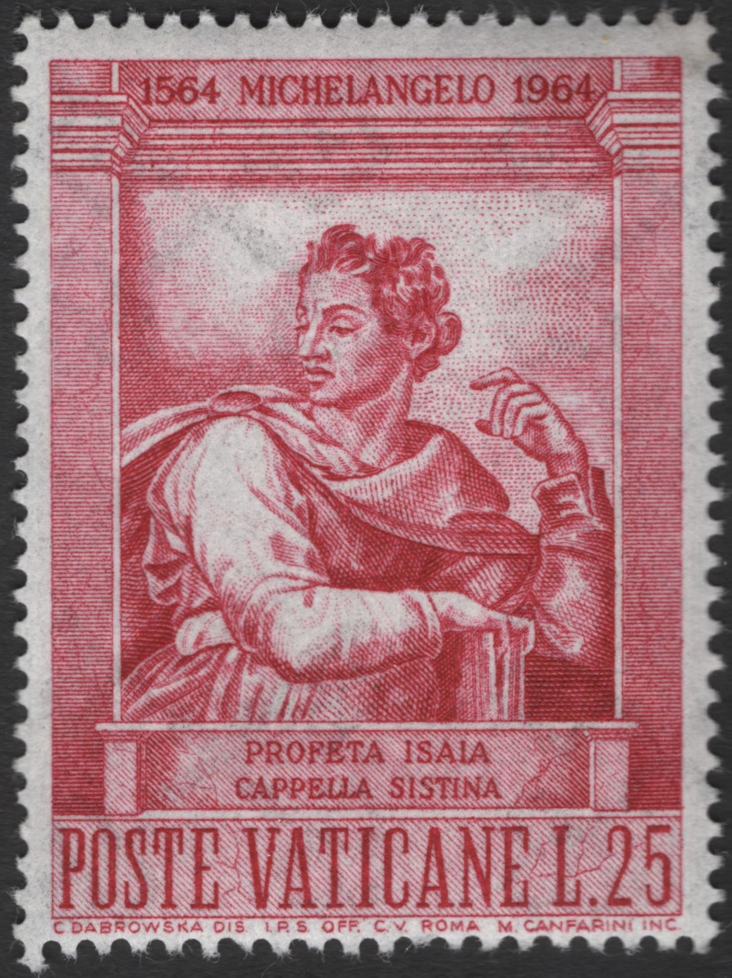 SCG11925 - Vatican City 1964 Michelangelo 400th Death Anniversary Stamps