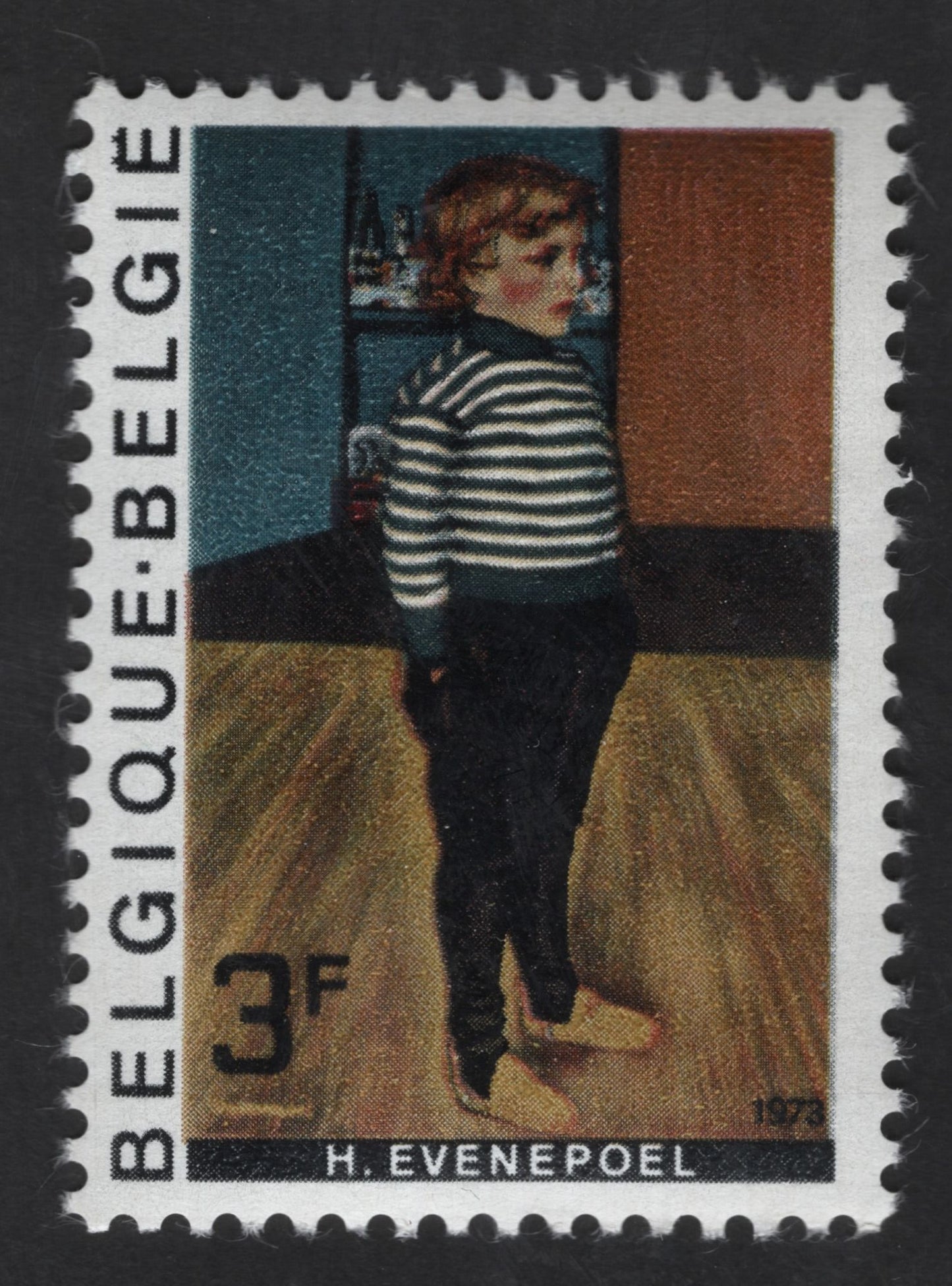 SCG13188 - Belgium 1973 – Henri Evenepoel “Charles in a Striped Jersey” Art Stamp (3F)