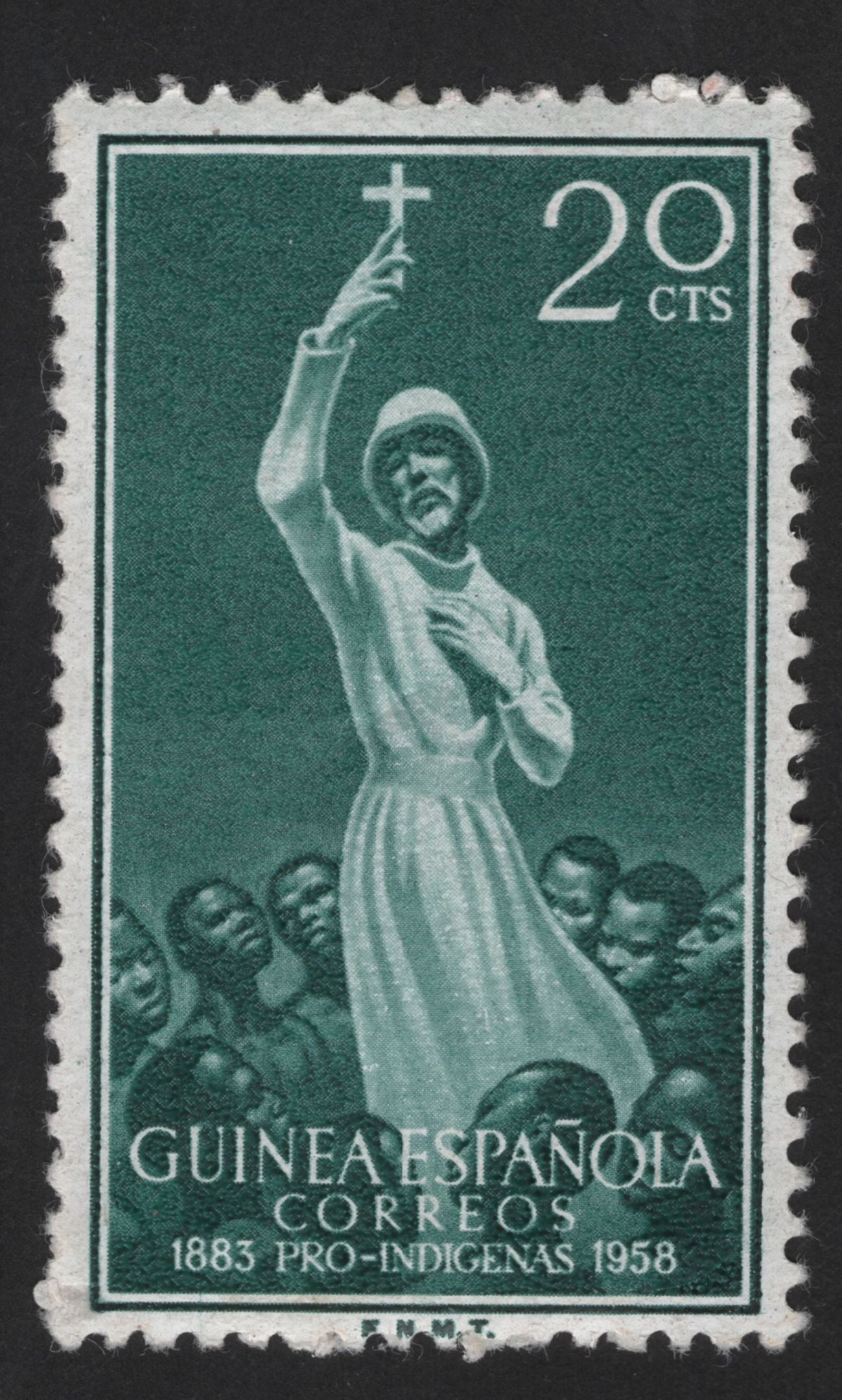 SCG13170 - Spanish Guinea 20 Cts “Pro-Indígenas Missionary” Stamp – 1958