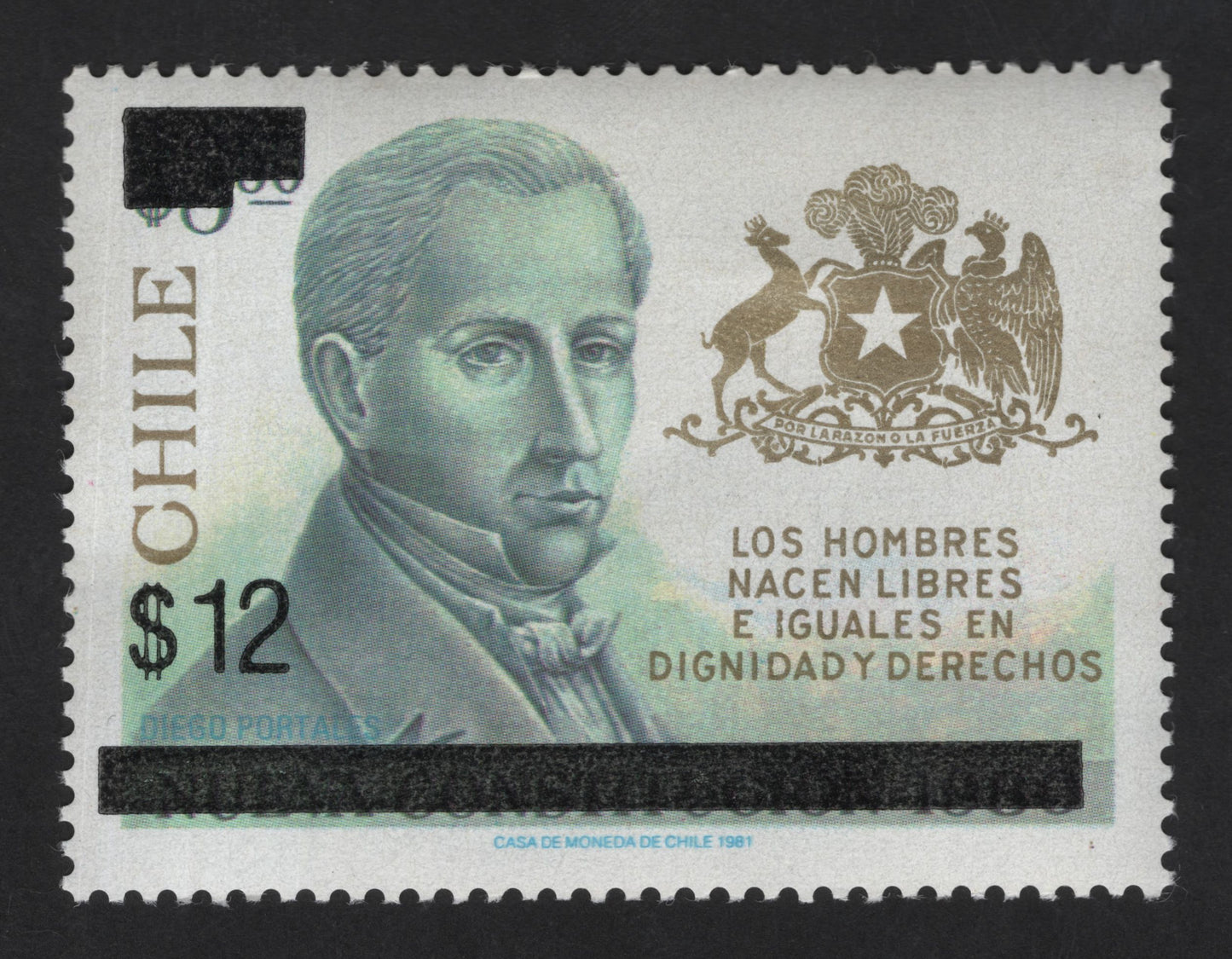 SCG13224 - Chile 1981 $12 Diego Portales & Human Rights Motto Stamp