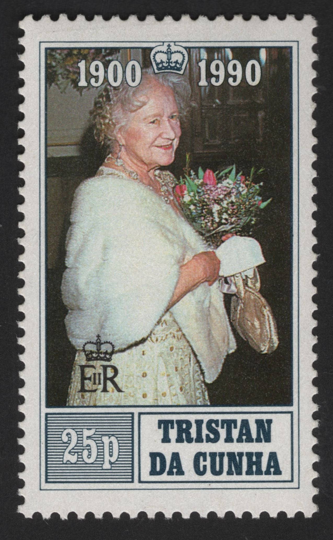 SCG13207 - Tristan da Cunha 1990 – Queen Mother 90th Birthday Commemorative Stamp (25p)