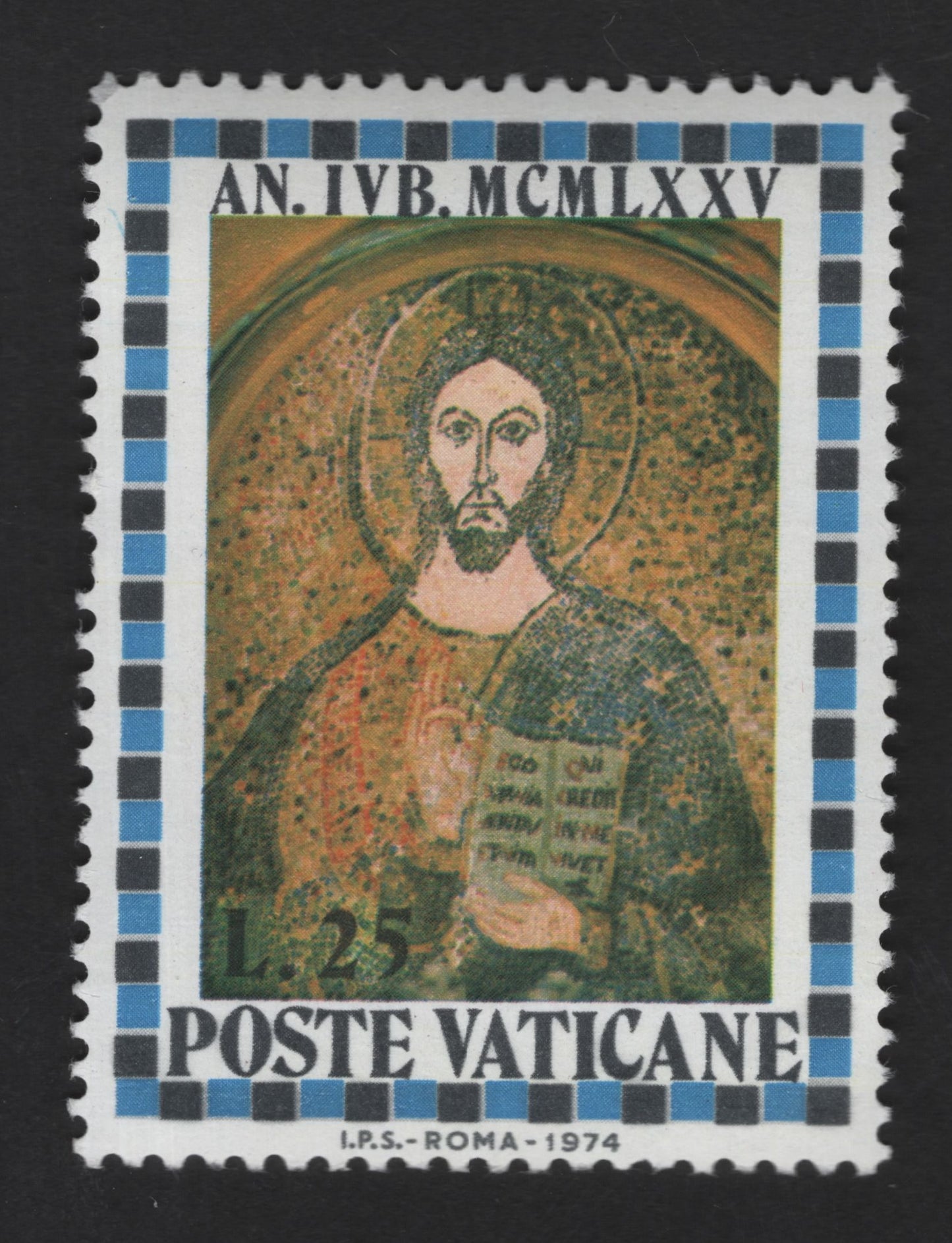 SCG13121 - Vatican City 1974 L.25 – Christ Pantocrator Mosaic (Holy Year Issue)