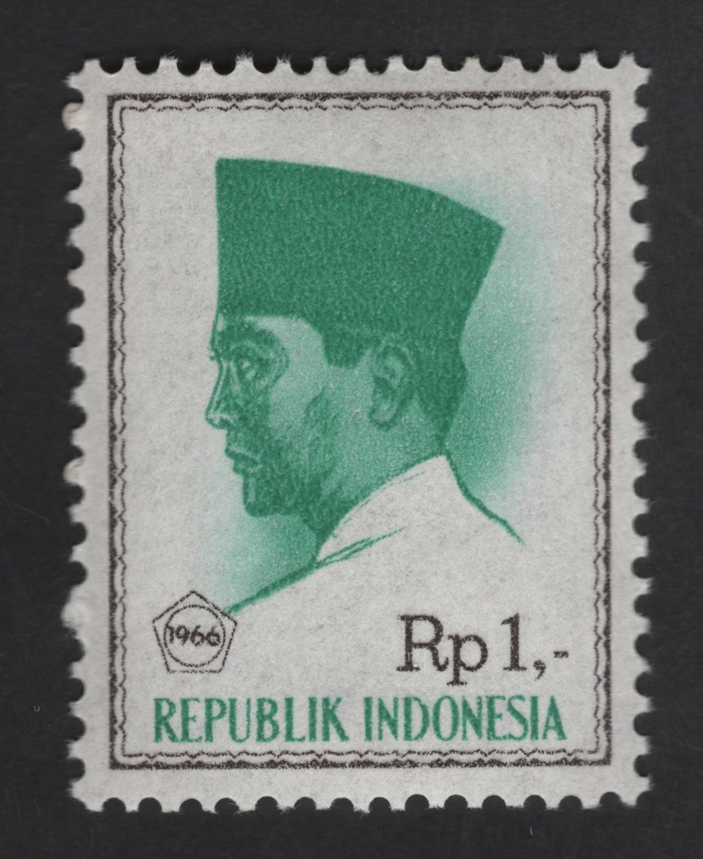 SCG13122 - Indonesia Rp1 President Sukarno Definitive Stamp (1966)