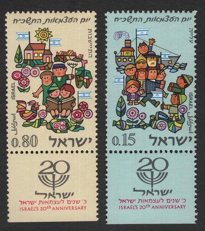 SCG11813 - Israel 1968 20th Anniversary of Independence – Tabbed Commemorative Pair
