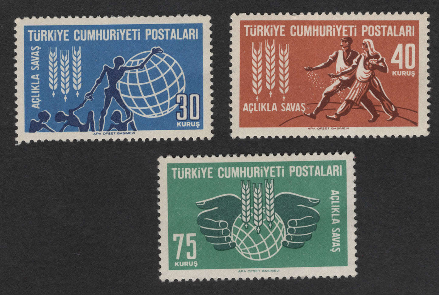 SCG11827 - Turkey “Fight Against Hunger” Charity Set – Agriculture & Humanitarian Theme (30k, 40k, 75k)