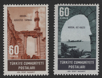 SCG11982 - Turkey 60 Kurus Historical Monuments Pair (Augustus Temple – Ankara & Kızkalesi – Mersin)