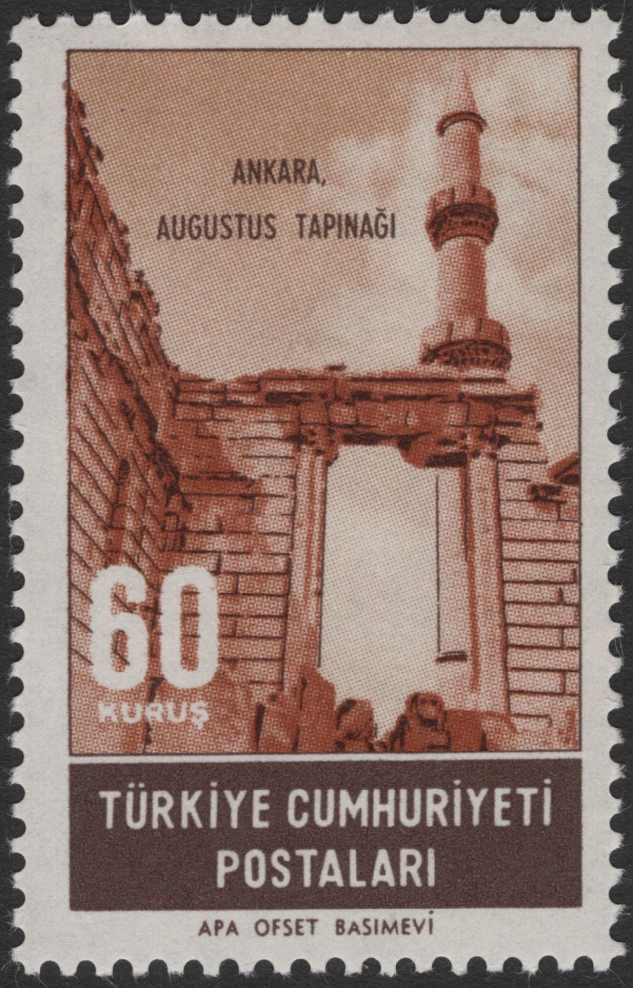 SCG11982 - Turkey 60 Kurus Historical Monuments Pair (Augustus Temple – Ankara & Kızkalesi – Mersin)