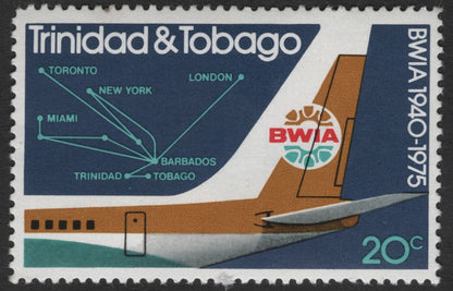 SCG11975 - Trinidad & Tobago 1975 BWIA 35th Anniversary Aviation Stamp Set