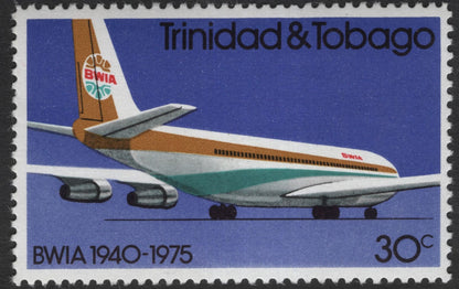 SCG11975 - Trinidad & Tobago 1975 BWIA 35th Anniversary Aviation Stamp Set
