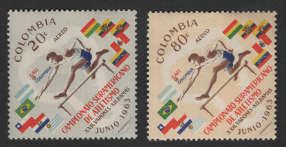 SCG11983 - Colombia 1963 South American Athletics Championship Airmail Set (20c & 80c)