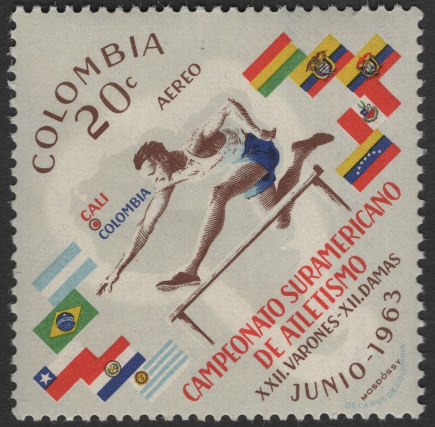 SCG11983 - Colombia 1963 South American Athletics Championship Airmail Set (20c & 80c)