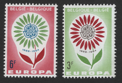 SCG11990 - Belgium 1959–1964 CEPT Europa Flower Emblem Stamps (Set of 2)